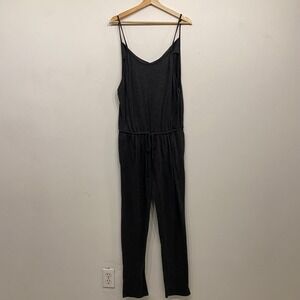 JAC PARKER Women Charcoal Gray Knit Spaghetti Strap Cowl Neck Jumpsuit Size M